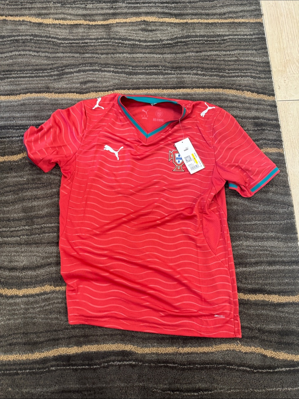Puma adult Red Portugal Football Jersey with Teal Trim